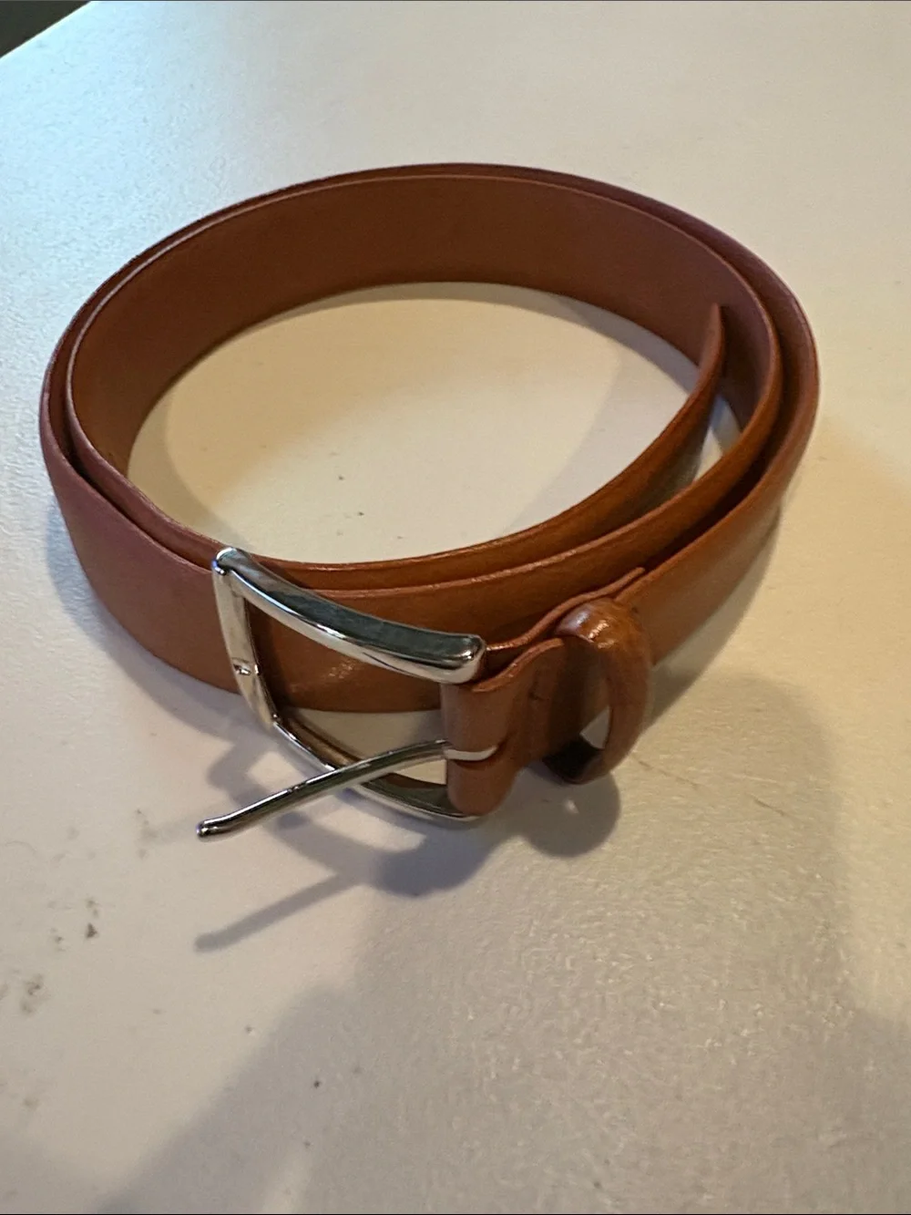 Torino Leather Company Italian Glazed Milled Calfskin Belt. Size 42. Light brown